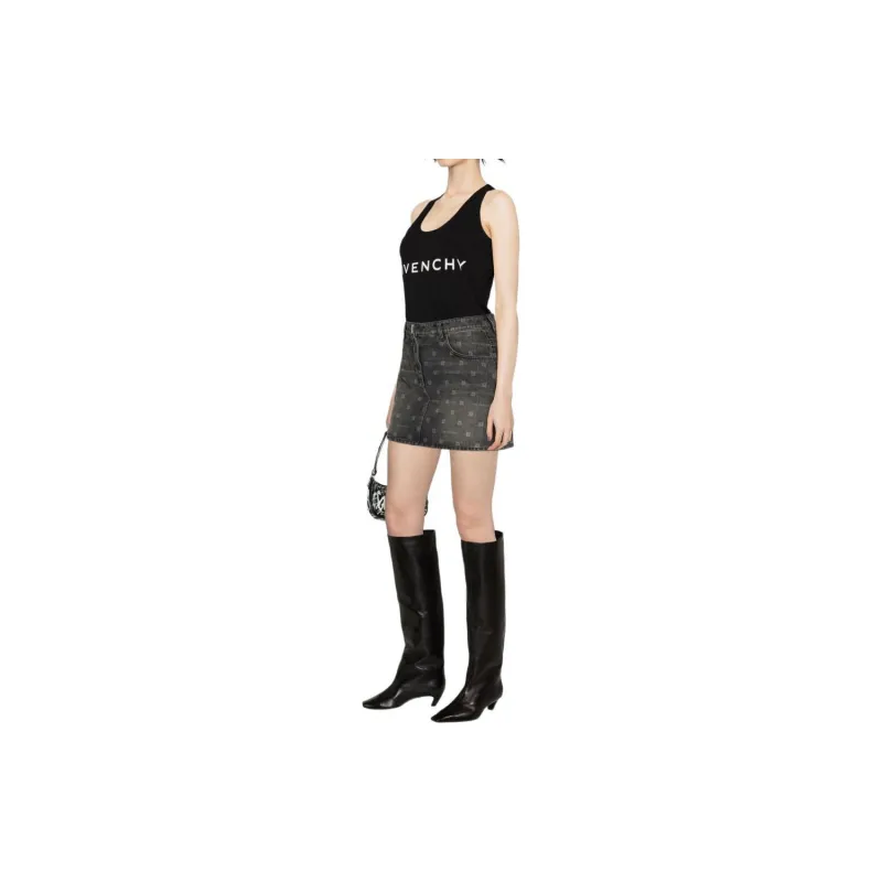 Givenchy Denim Short Skirts Women's Black-5
