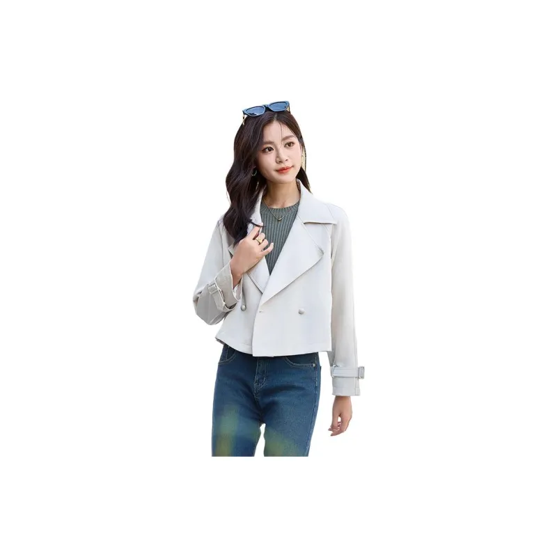 Yi Mengyuan Cropped Trench Coat Women's-3