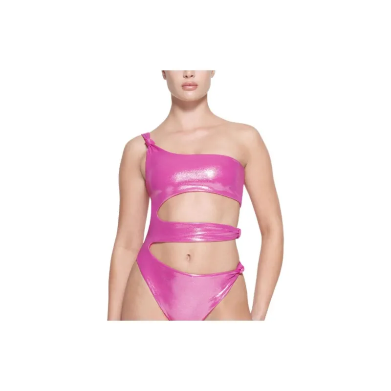 SKIMS LIQUID SHINE SWIM KNOTTED ONE SHOULDER MONOKINI One-piece Swimsuit Women's Lollipop/Popstick-1