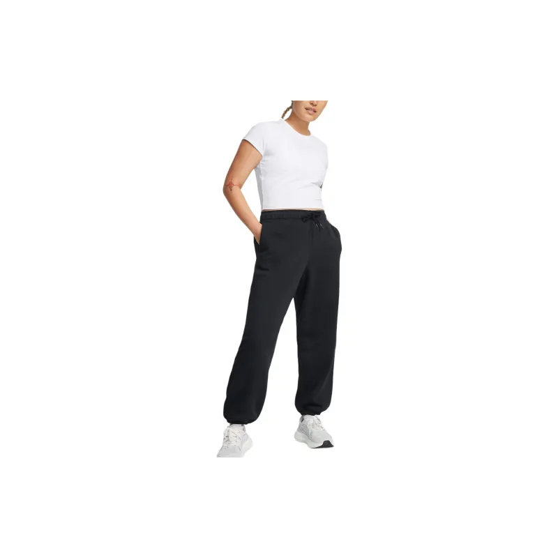 Under Armour IconWordmark Fleece Oversized Knitted Sports Pants Women's Black-2