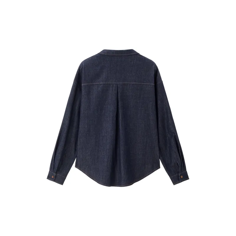 UNIQLO Shirts Women's 63 Dark Blue Denim-1