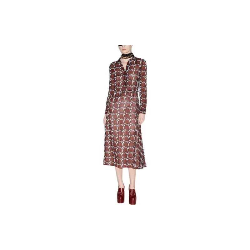 GUCCI Long-Sleeved Dresses Women's Brown-1