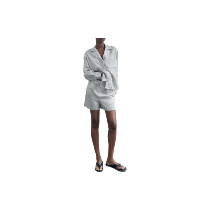 ZARA Casual Shorts Women's Stripes-2