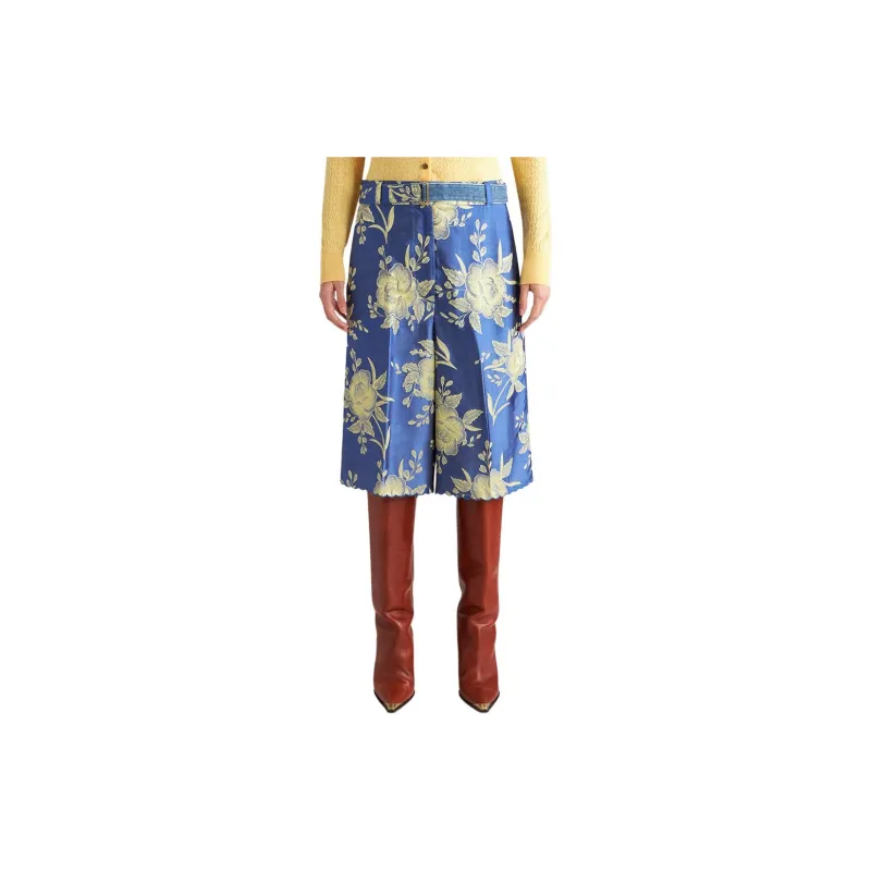 ETRO Floral Jacquard Belted Wide Leg Shorts-2