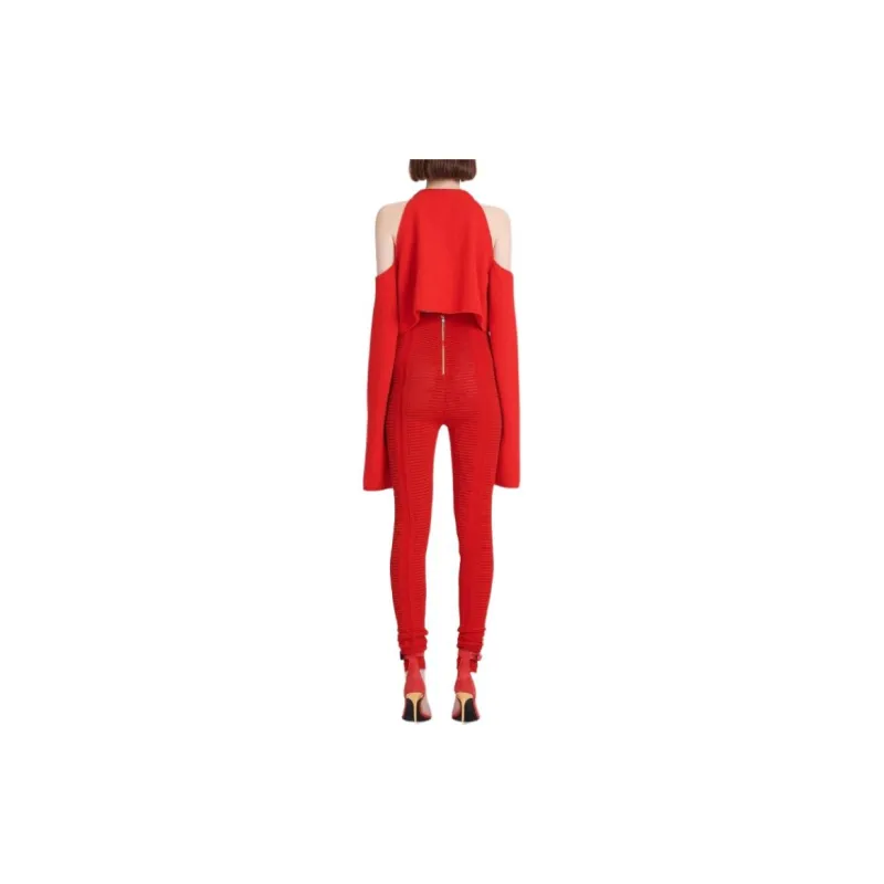BALMAIN High waisted Sheer Knitted Leggings-1