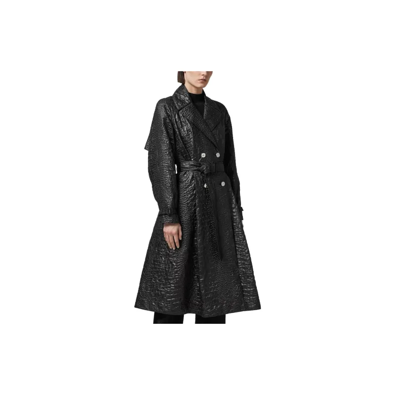 VERSACE Embossed Belted Trench Coat-3