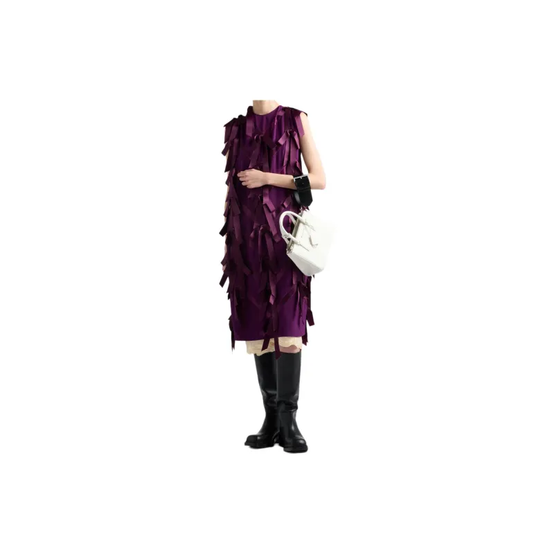 PRADA Bow Embellished Crewneck Dress-2