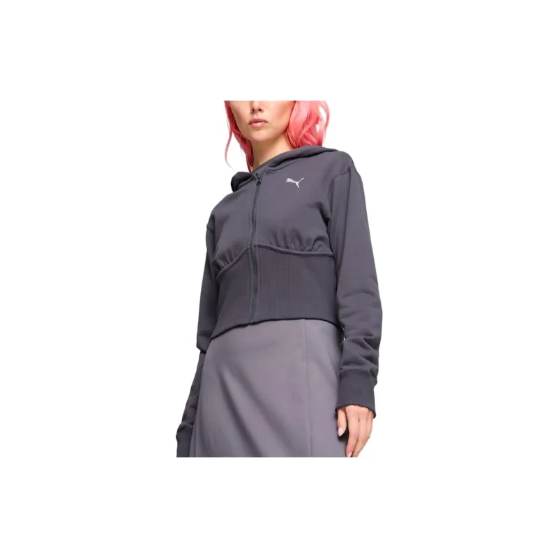 PUMA CROPPEDhoodie Sweatshirt Women's Galaxy Gray-2