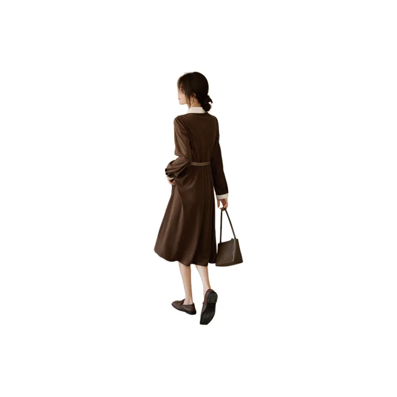 XWI Long Sleeved Dresses Women's Coffee-2