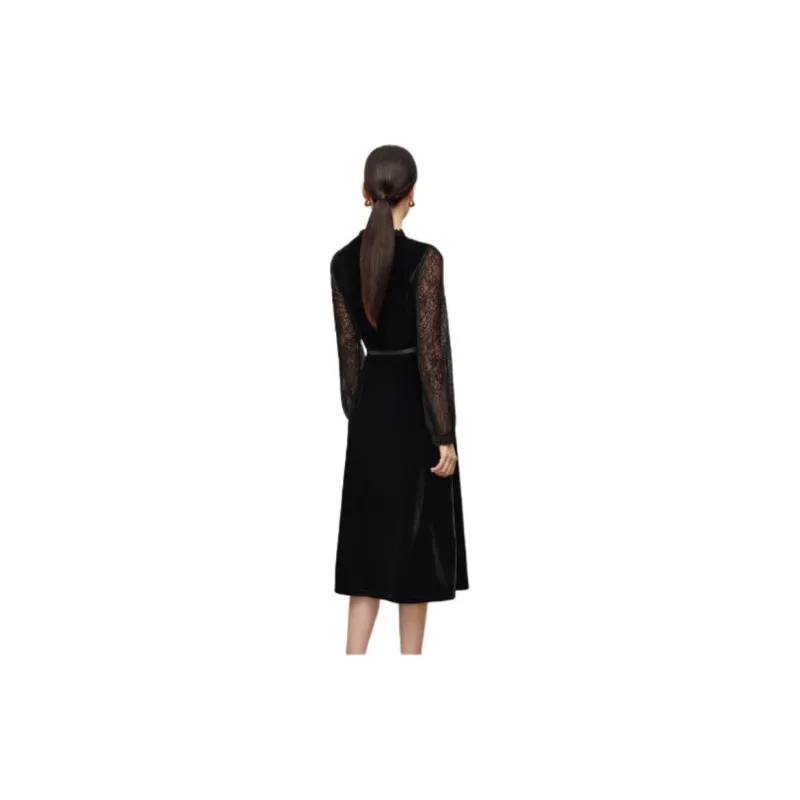 JZ. ANNAKRO Long Sleeved Dresses Women's Plain Black-1