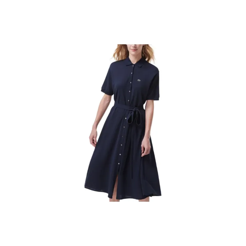 LACOSTE Short Sleeved Dress Women's Dark Green-2