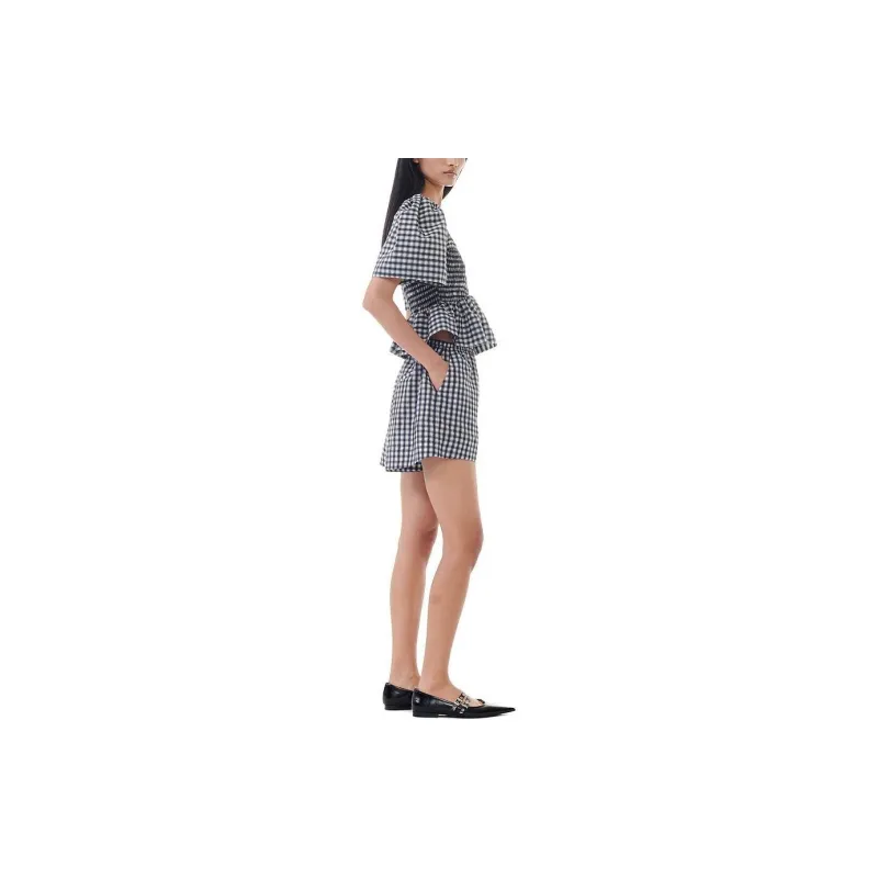 GANNI Check print Blouse-3