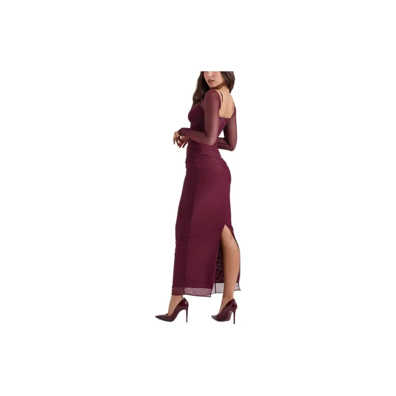 HOUSE OF CB Long Sleeved Dress Women's VINO/Grape-3