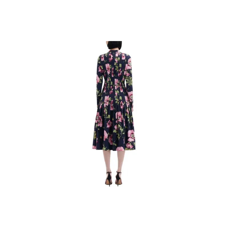 Oscar De La Renta Poppy-print Poplin Midi Dress-2