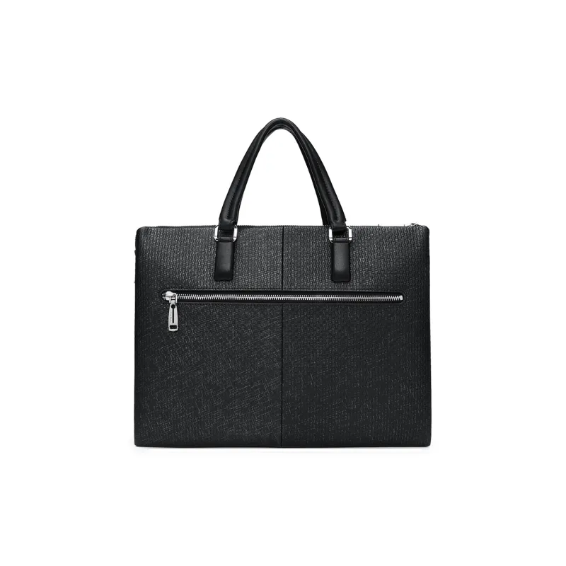 PIERRE CARDIN Cow Leather Briefcases Handbags Regular Men's Black-3