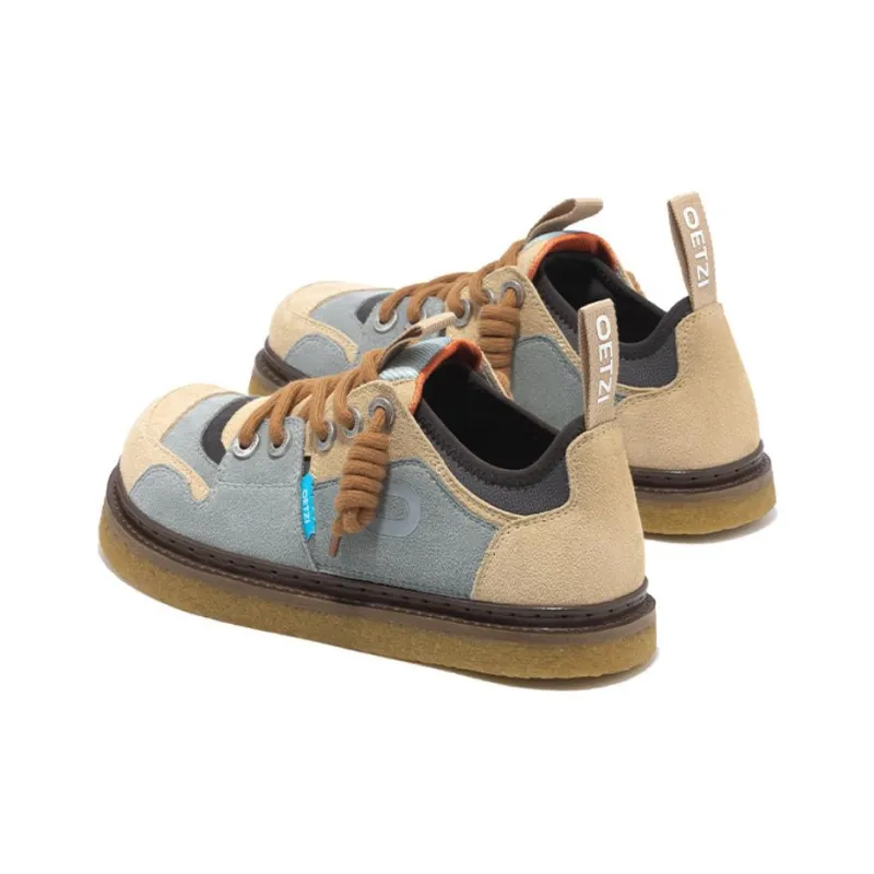 OETZI Smoke Rubber Sole Series Low Top Casual Shoes Unisex Light Gray & Apricot-3