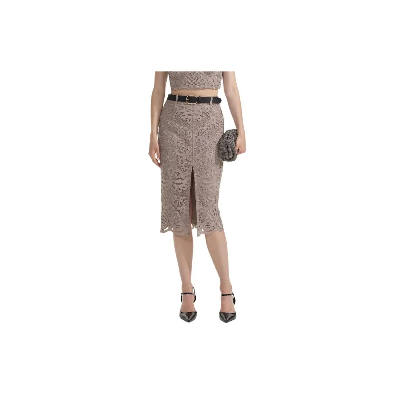 Self portrait Casual Long Skirts Women's Dark Gray Brown-1