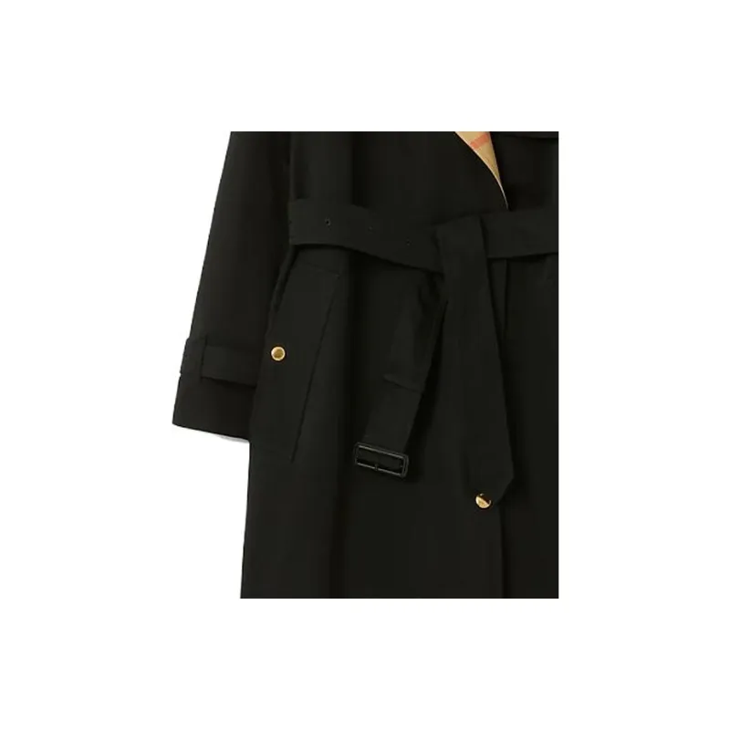 Burberry Check Panel Cotton Trench Coat-5