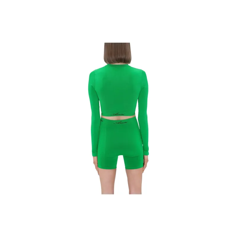 AMIRI Seamless L/S Mock Neck Top T Shirt Women's Green-2
