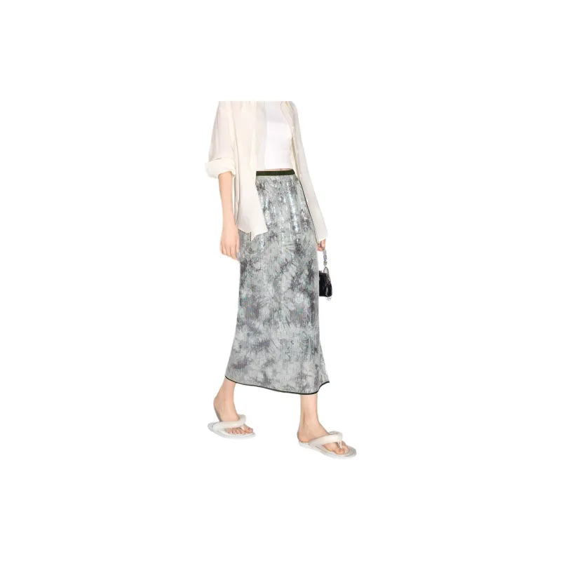 Bethine Casual Long Skirt Women's Iridescent Gray Green-2