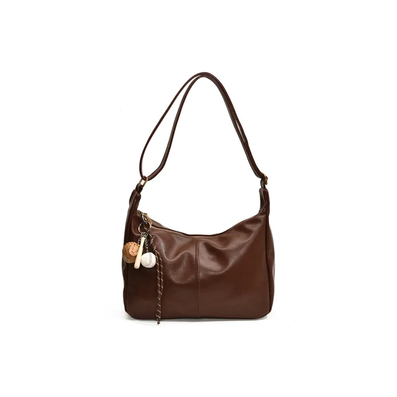 Yalu PU Shoulder Bag Regular Women's Black/Maple Leaf Brown/Coffee/Mocha-5