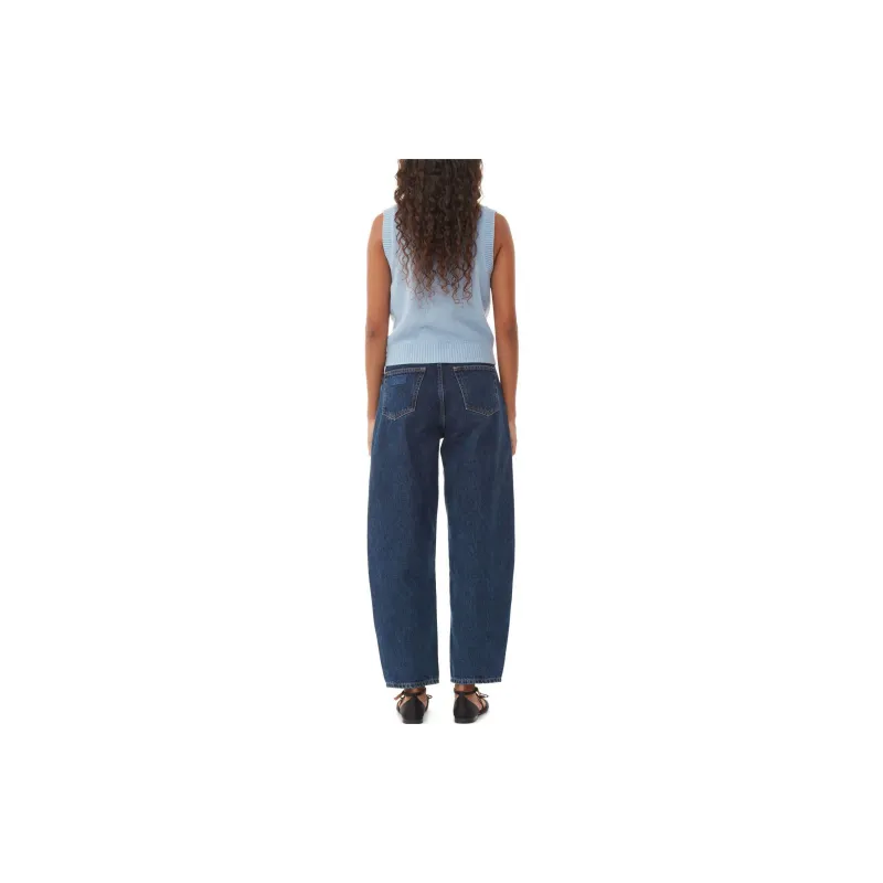 GANNI Re-Cut Blue Graphic Vest Tank Tops Women's Blue-3