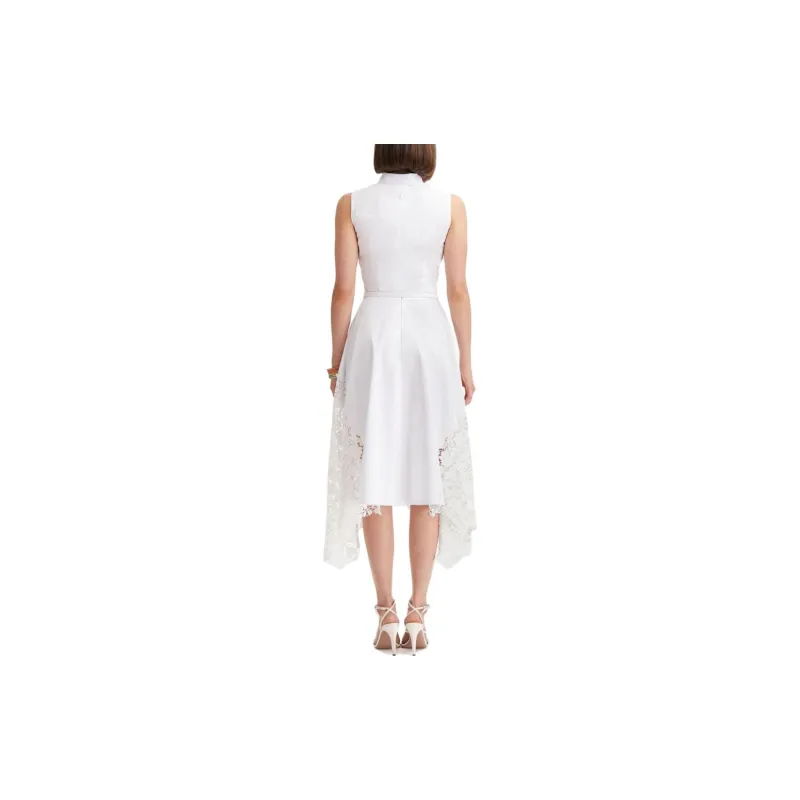 OSCAR DE LA RENTA Gardenia Lace-detail Cotton Poplin Dress-2