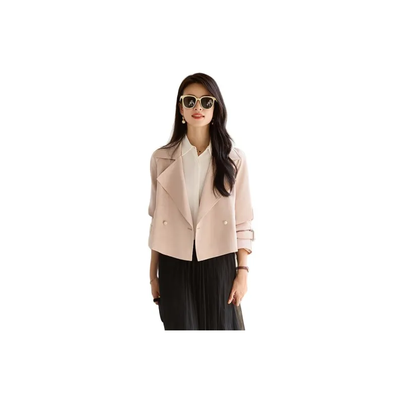 Yi Mengyuan Cropped Trench Coat Women's-9