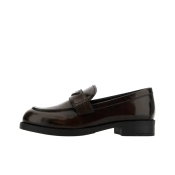 PRADA Logo Plaque Almond Toe Loafers Women's