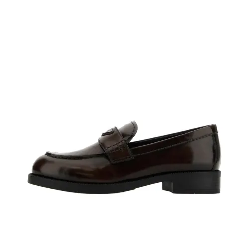 prada that Logo Plaque Almond Toe Loafers Women's