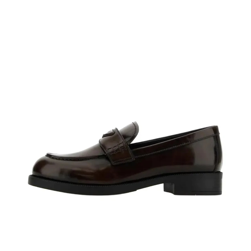 PRADA Logo Plaque Almond Toe Loafers Women's-0