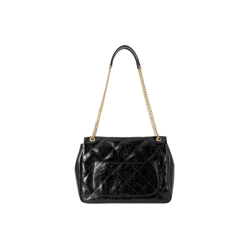 VANESSA HOGAN Cow Leather Shoulder Bag Women's Ecru/Black-3