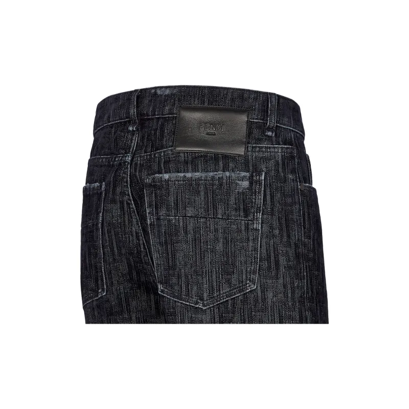 FENDI Button Detailed Straight Leg Jeans-4
