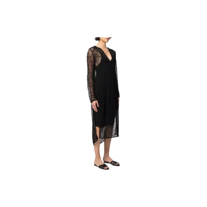 SAINT LAURENT V Neck Long Sleeved Dress-3