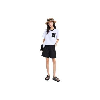 VILAN Drop Shoulder Sleeve T Shirt Women's White