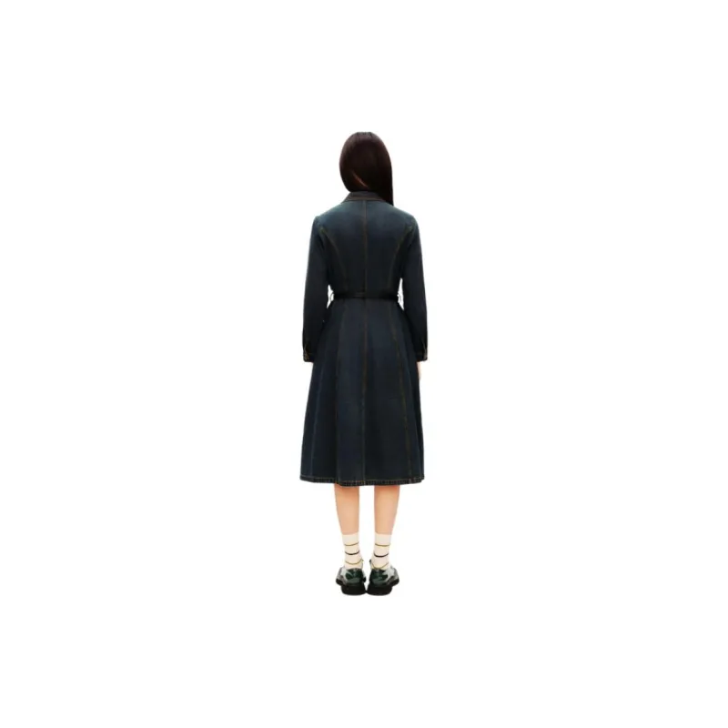 PSALTER Long Sleeved Dress Women's Vintage Blue-2