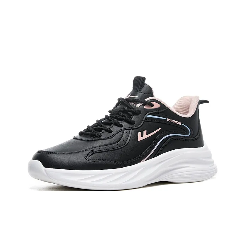 Warrior Rebound Wear Resistant Lightweight Slip Resistant Low Top Running Shoes Women's Black Pink-1