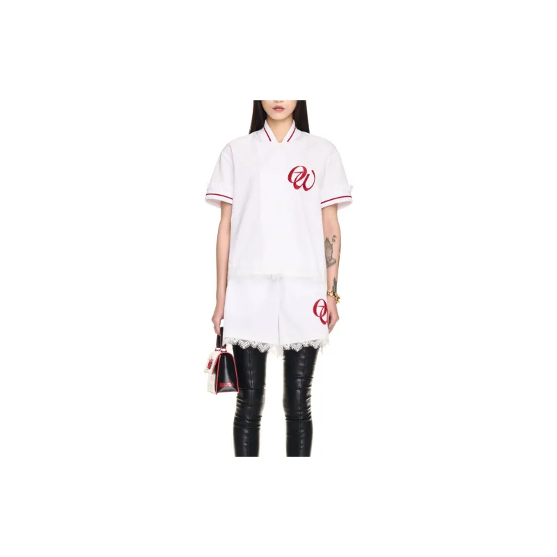 OFF WHITE Lace detailing Baseball Shirt-1