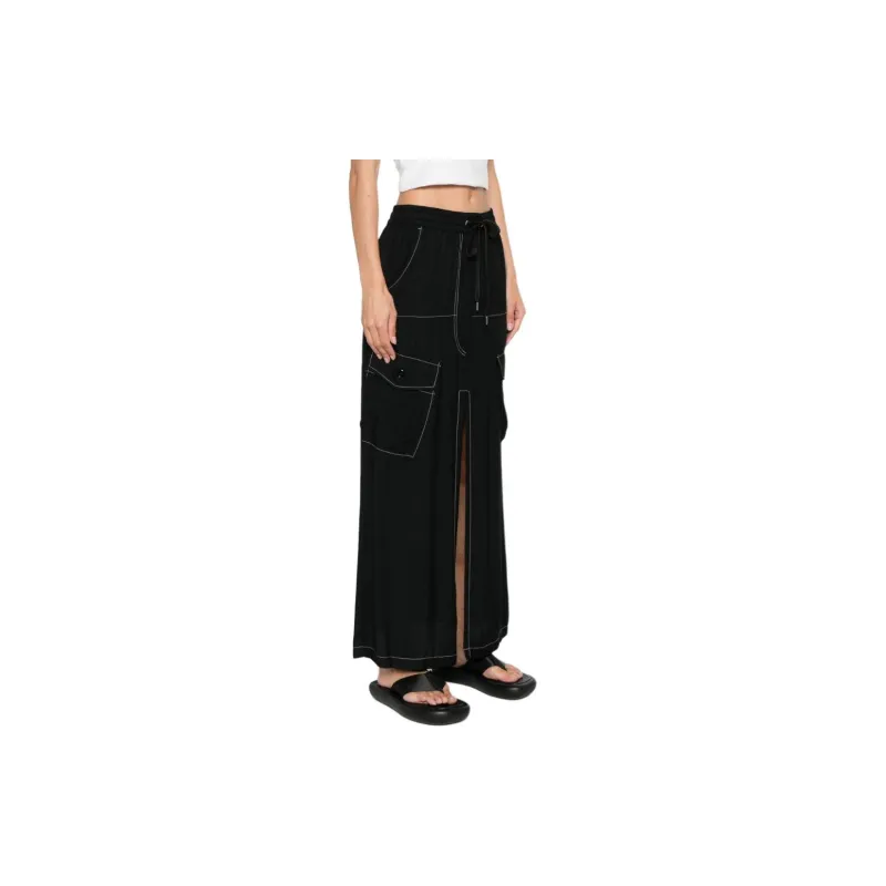 PINKO Stitched-Detail Drawstring Midi Skirt-3