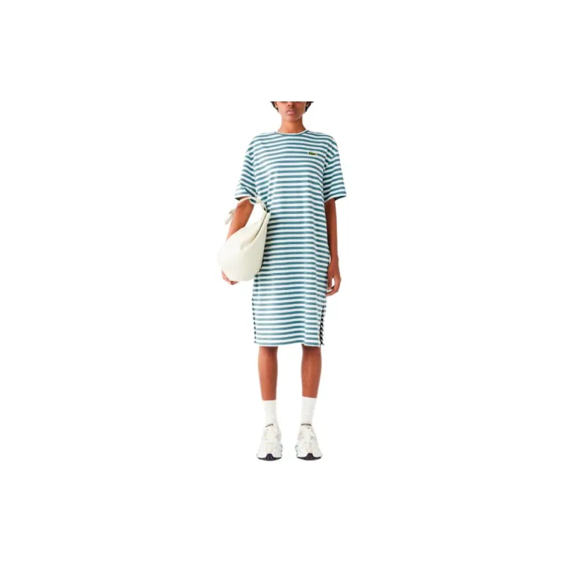 LACOSTE Short Sleeved Dress Women's Green-2