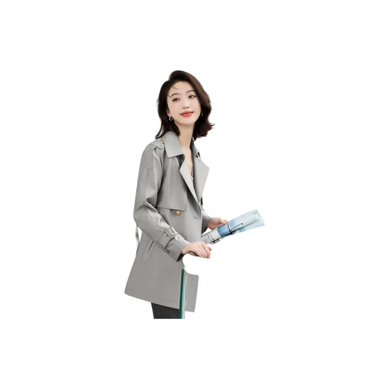 Yi Mengyuan Trench Coat Women's Gray-4