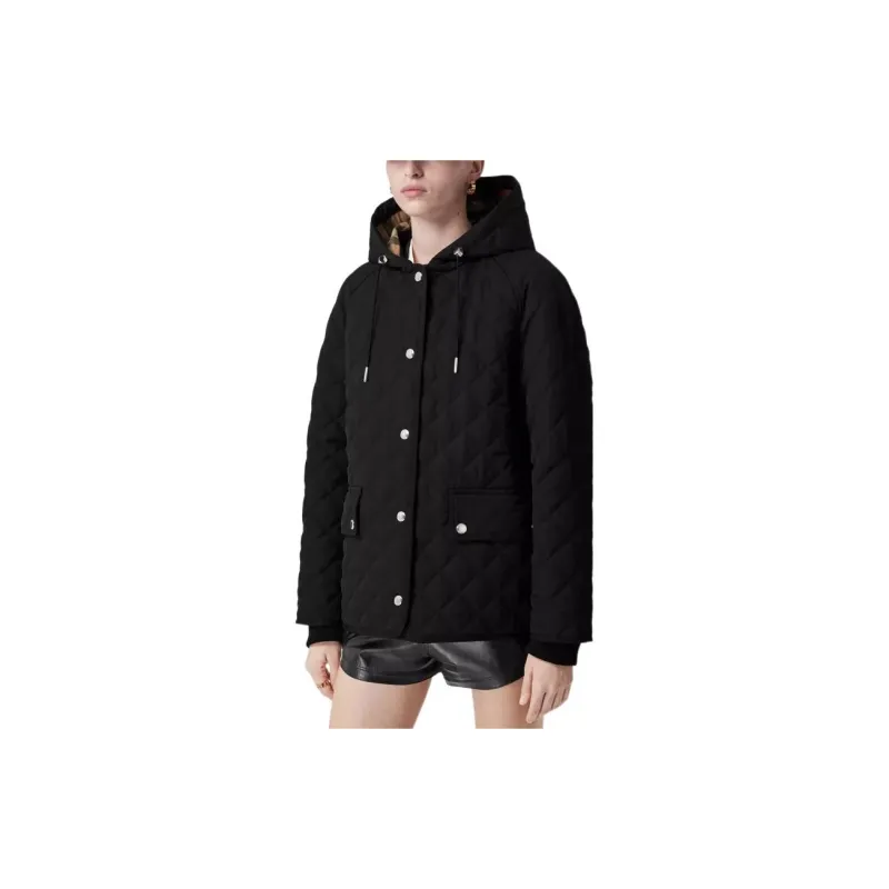 Burberry Quilt Down Hooded Jacket 'Black'-4