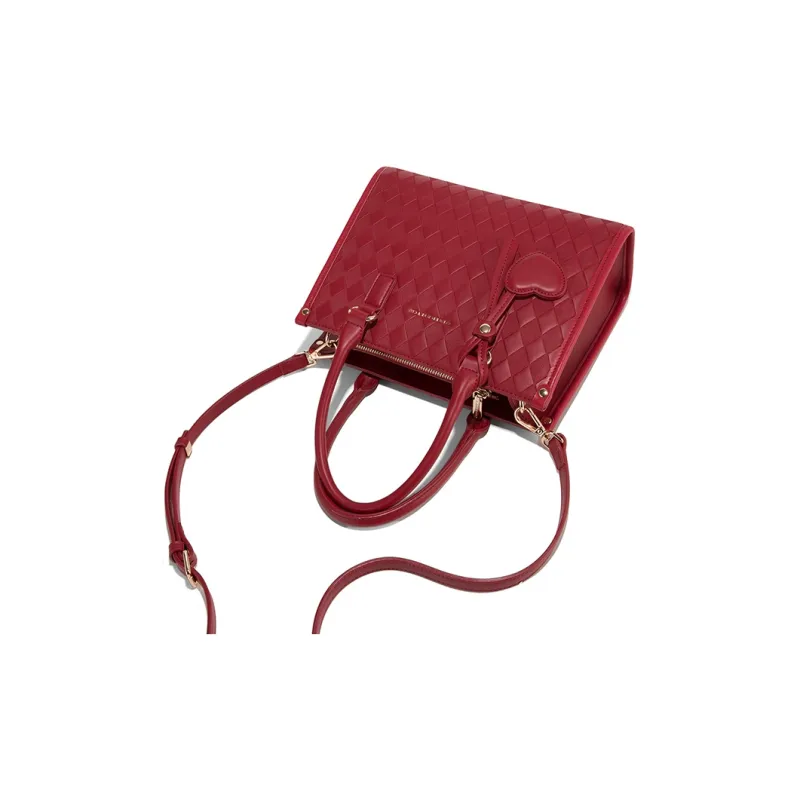 CLEVER& KETCH PU Wedding Handbag Shoulder Bag Regular Women's Red+Triangle Pattern/Red+Diamond Pattern-4