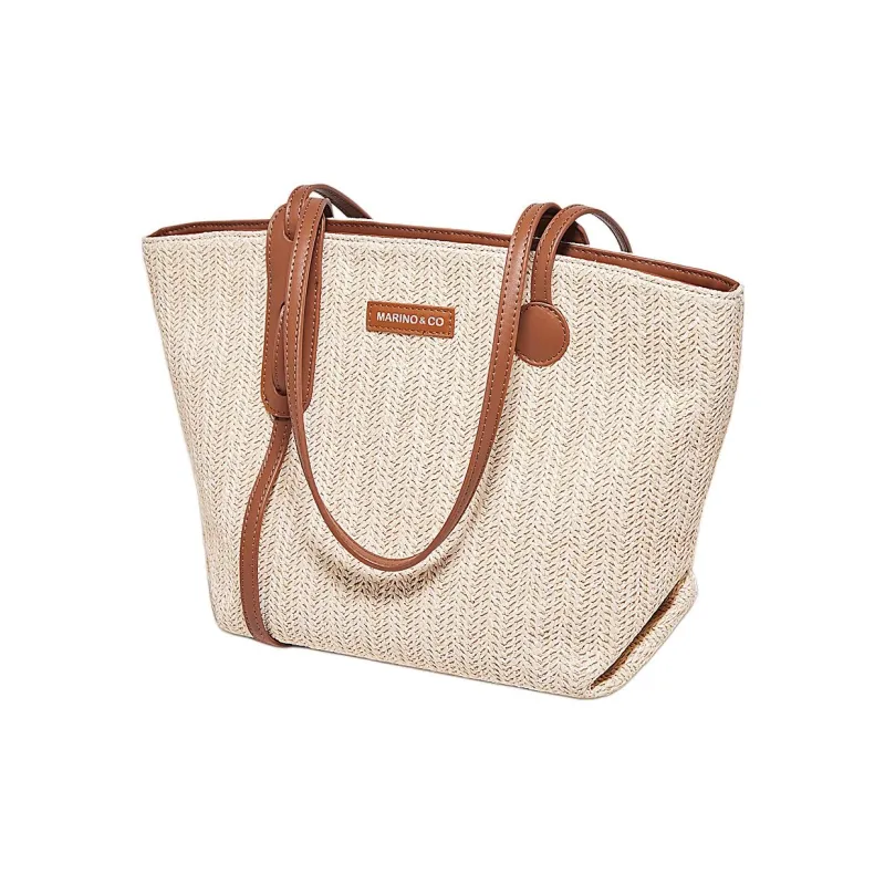 Marino Orlandi Fabric, Synthetic Leather Handbag Regular Women's Ecru-5