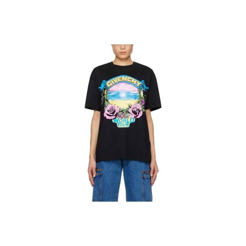 Givenchy Logo Printed Crewneck T Shirt 'Black'-2