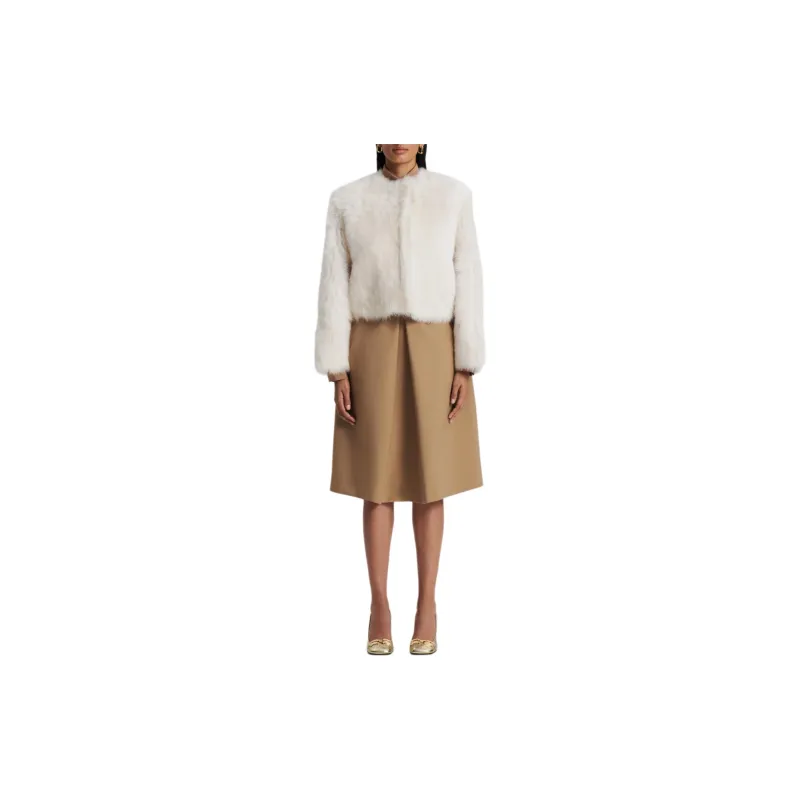 SCANLAN THEODORE Toscana Cocoon Jacket Velvet-feel Coat Women's Cream-1
