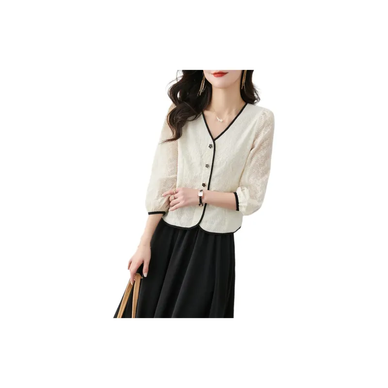 Still quiet Two Piece Skirt Sets Women's Clothing Sets Beige+Black-5