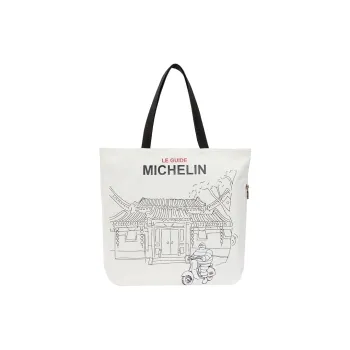 Michelin Canvas Bag, Tote Bag, Shopping Bag, Handbag, Shoulder Bag Regular Unisex White Siheyuan Style