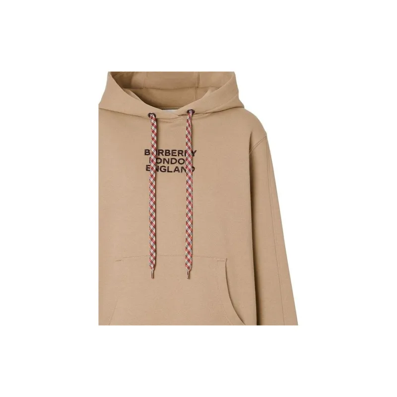 Burberry Women's Embroidered Logo Oversized Hoodie Beige-5
