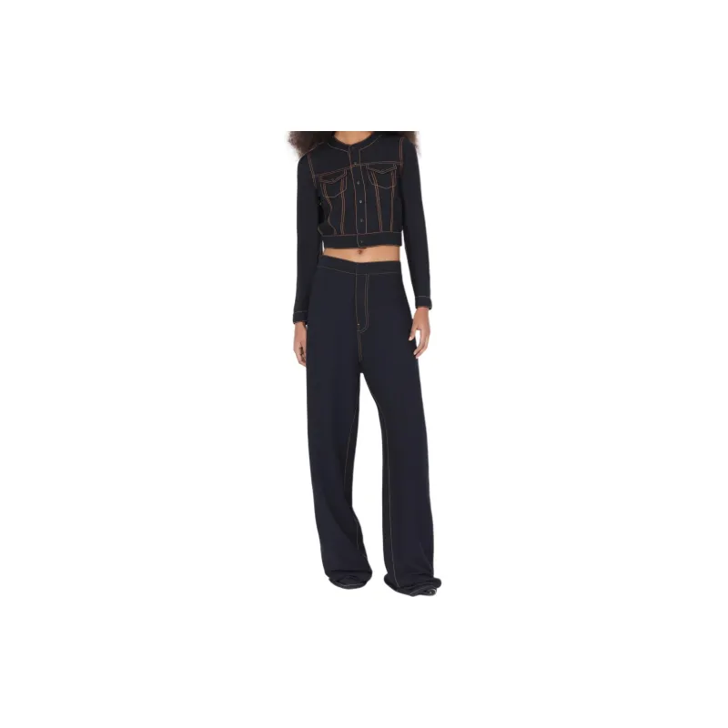 Alaia High Waist Contrast Stitching Trousers-2